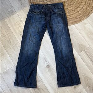 Guess Mens Bootcut Jeans, Dark Wash, 36, 36x32